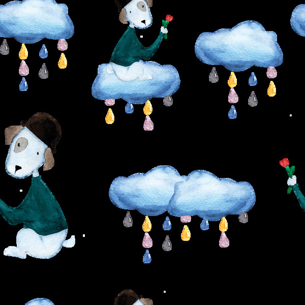 下雨天动物卡通透明素材