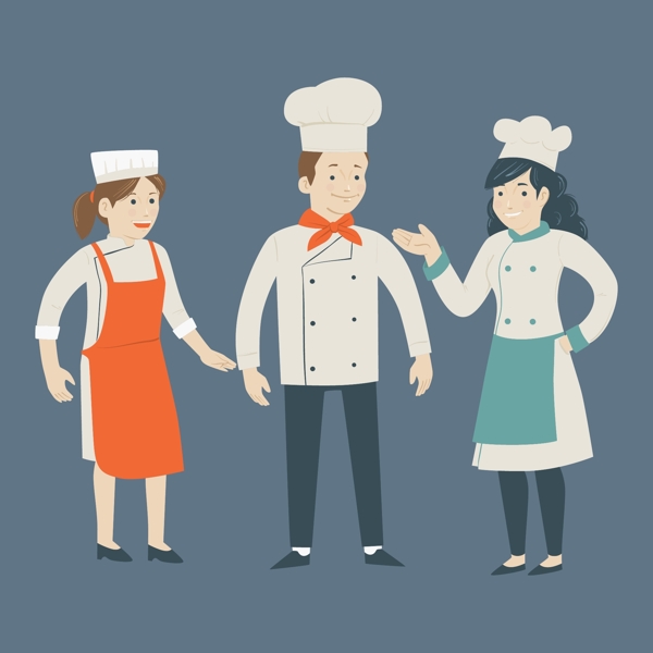 三个卡通厨师插图