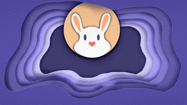 简约紫色层次小兔背景素材