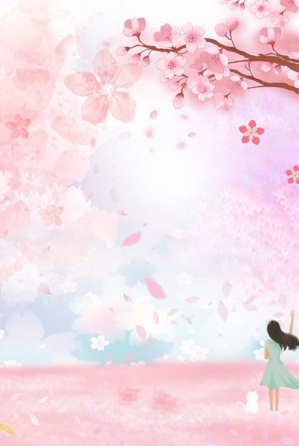 粉色樱花季合成背景