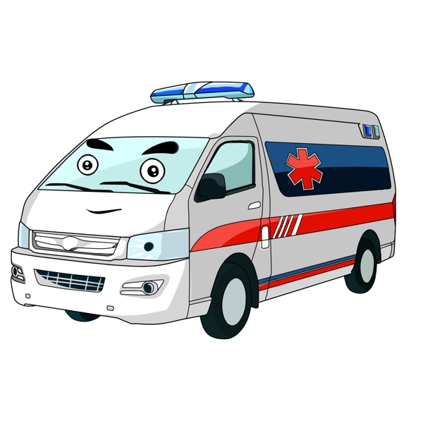 卡通手绘救护车插画