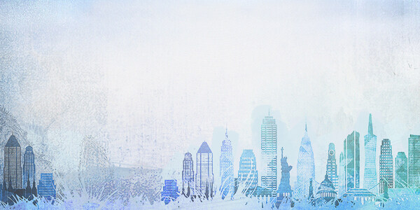 城市蓝色雾气梦幻背景素材