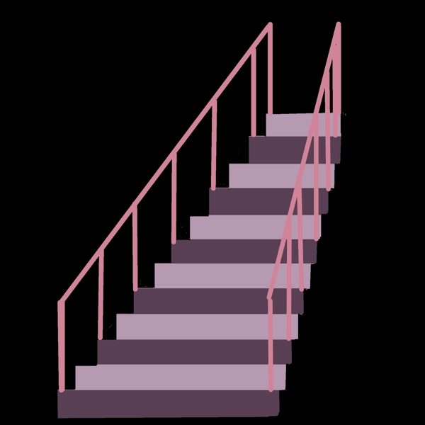 创意粉色楼梯插画