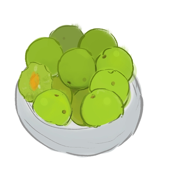 卡通手绘一碗满满的绿茶饼