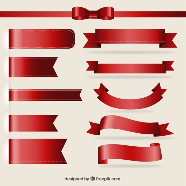 红色丝带设计矢量图