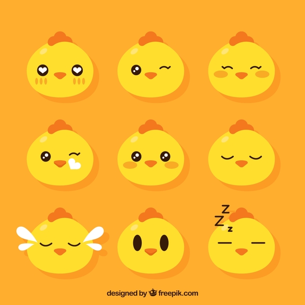 一组黄色可爱小鸡表情包