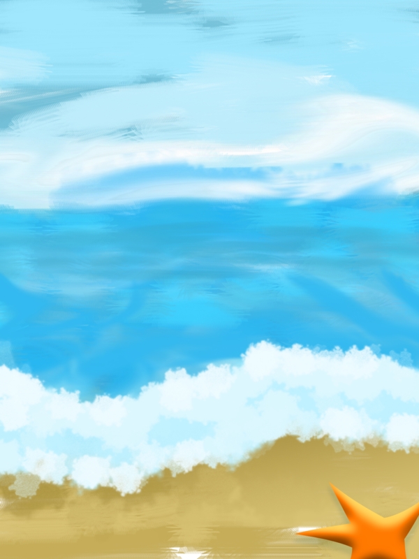 海沙滩海星背景手绘风