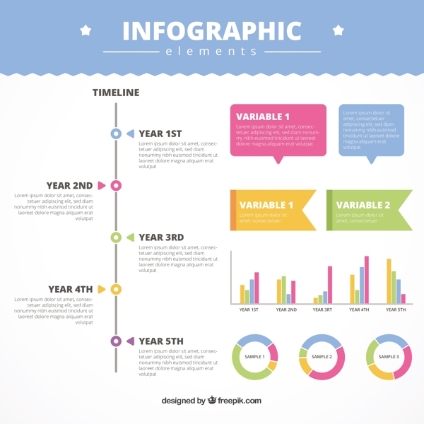 彩色图表元素在平面设计包
