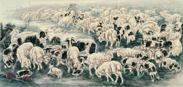 羊年国画图片