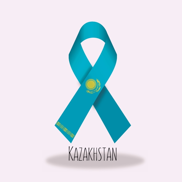 哈萨克斯坦国旗丝带设计矢量素材