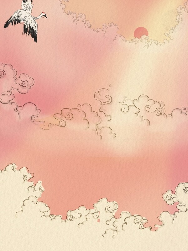 粉色浪漫温馨云彩展板背景