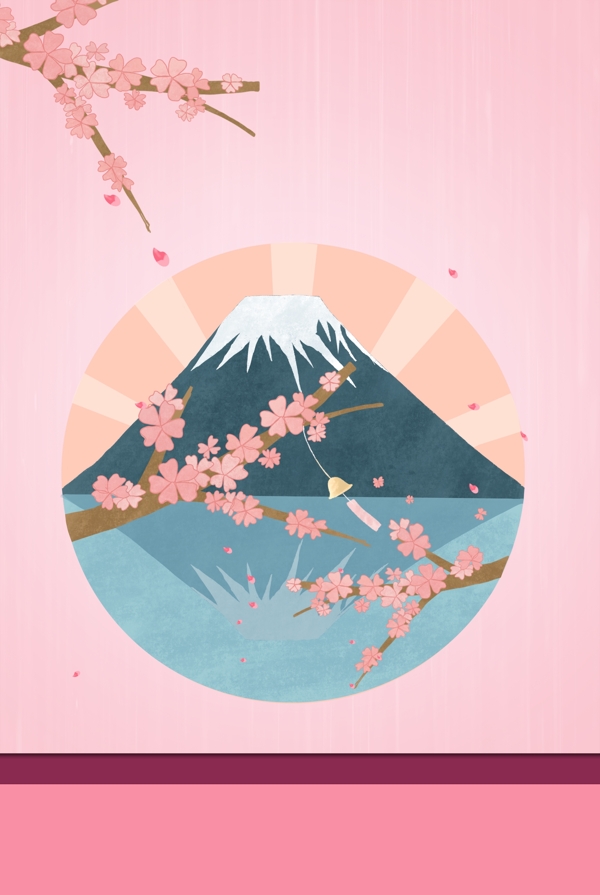 日本富士山樱花背景
