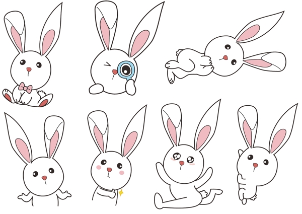 平面设计广告兔子卡通矢量图logo表情