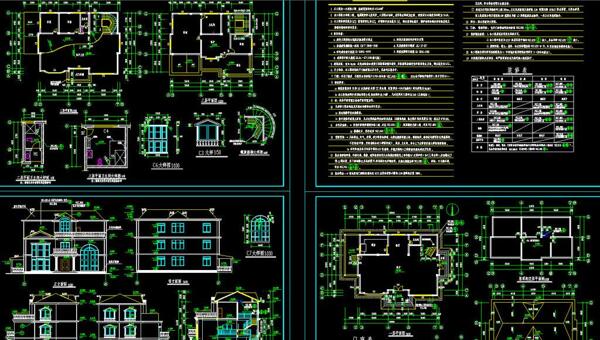 一套别墅的建筑施工图