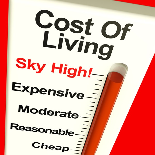 生活费用的增加成本高昂的监视器显示