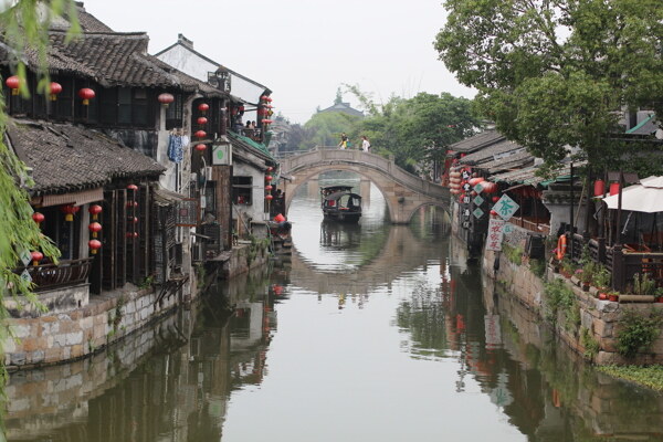 西塘古镇拱桥摄影图图片