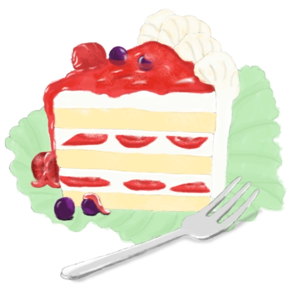 蛋糕叉子手绘卡通