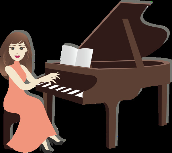 卡通钢琴儿童弹钢琴PNG透明背景