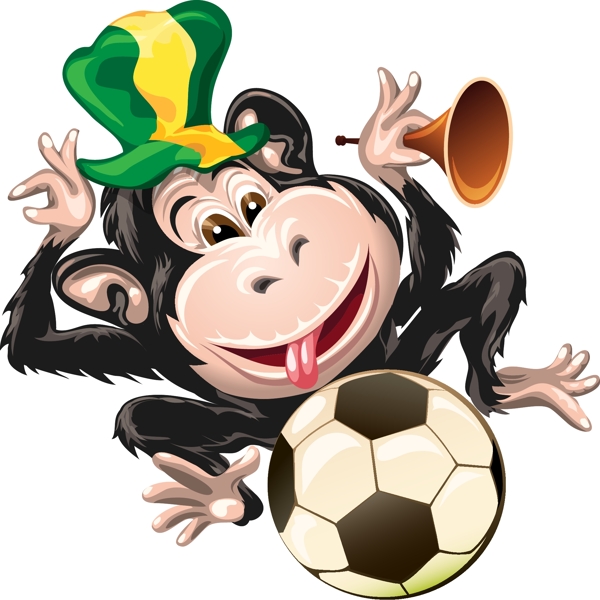 卡通猴子与足球