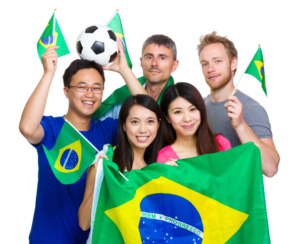 举着巴西国旗的球迷们图片