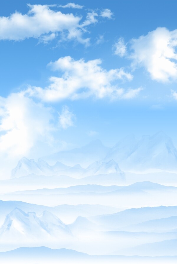 蓝天白云山丘背景
