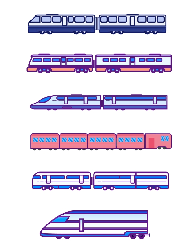 火车交通工具几何装饰图标iocn