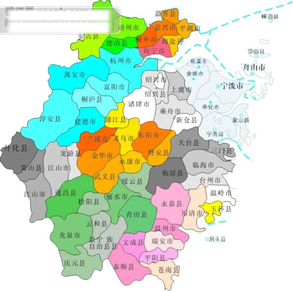 浙江省县市分布矢量地图