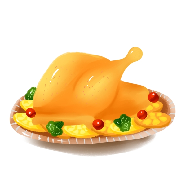 商用手绘节日感恩节火鸡大餐西方食物素材