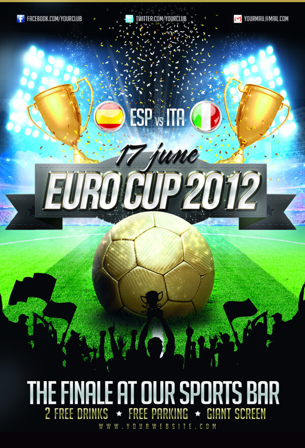 位图主题2012欧洲杯奖杯缎带免费素材