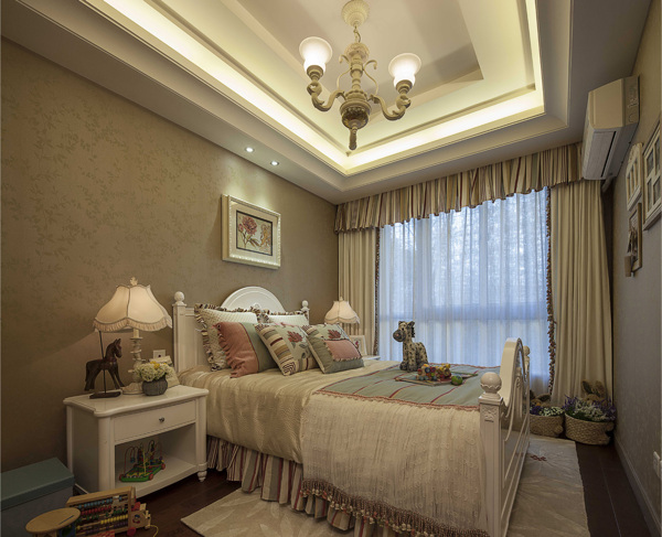 欧式时尚卧室褐色背景墙室内装修效果图