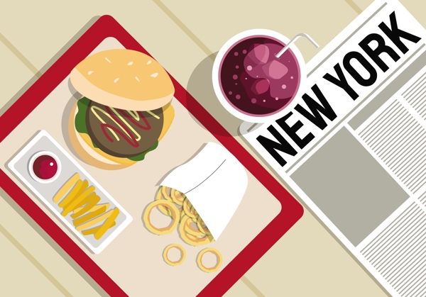 纽约食物矢量图