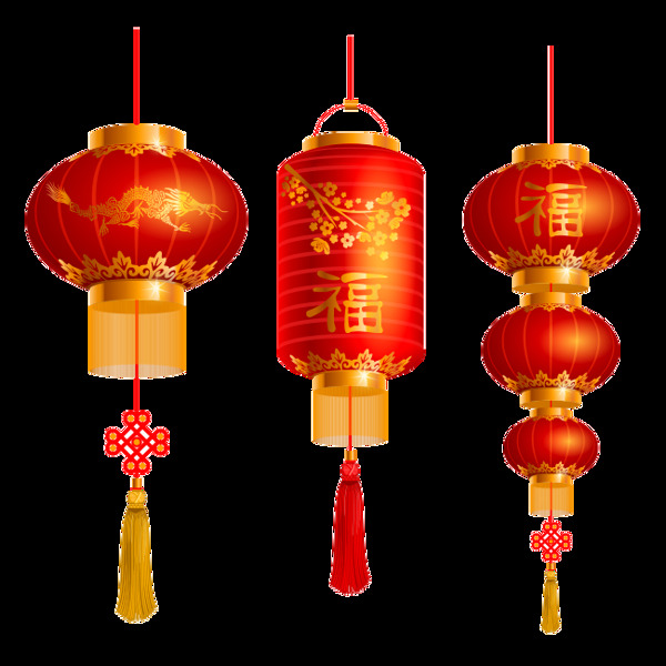 传统中国结灯笼PNG元素