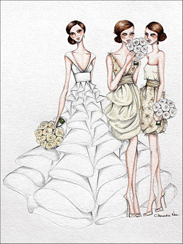三款婚纱礼服设计图