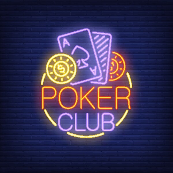 扑克俱乐部霓虹灯logo模板
