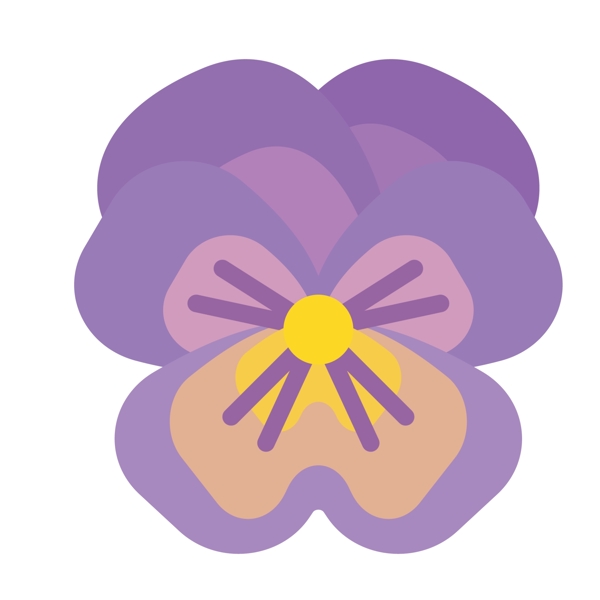 卡通紫色动漫花朵免抠
