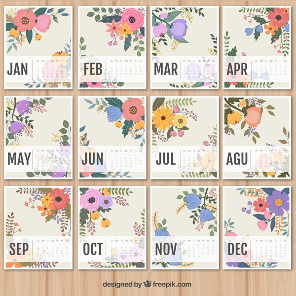 2016年花纹图案日历