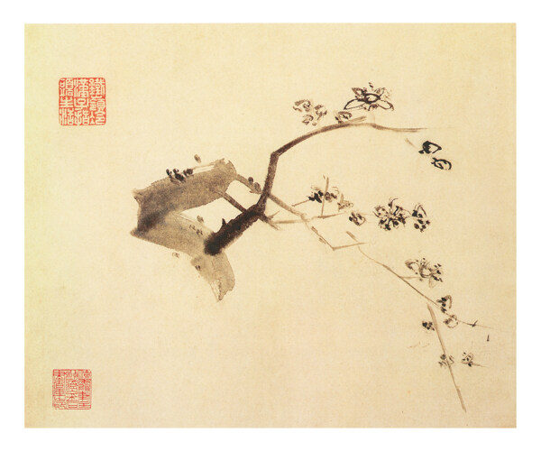 中式古典手绘一支独梅移门创意画