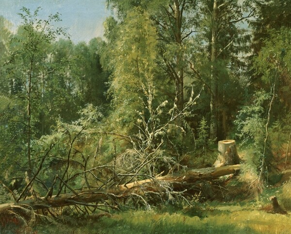 田园风景树林油画