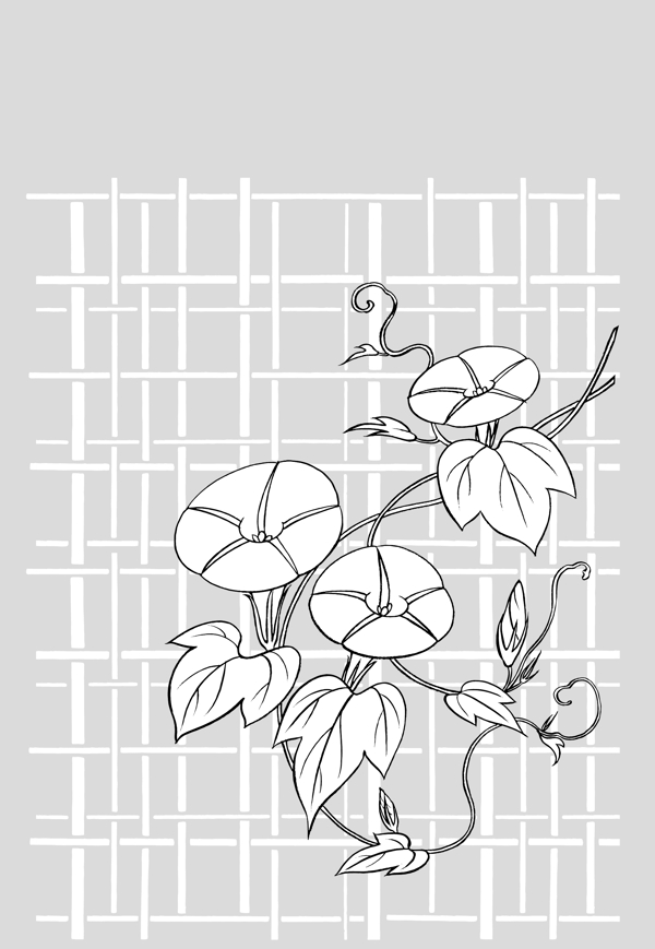 日本线描植物和花卉图片