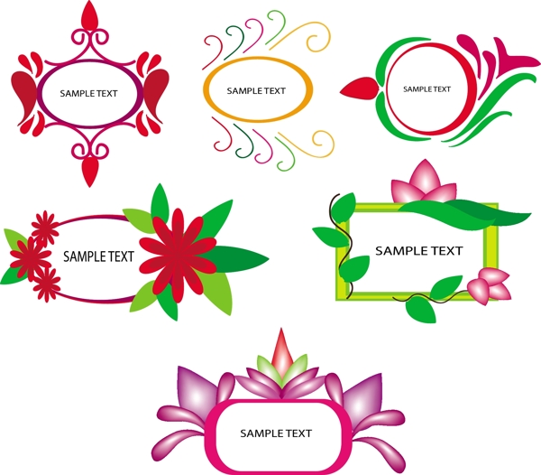 自然鲜花图框矢量素材