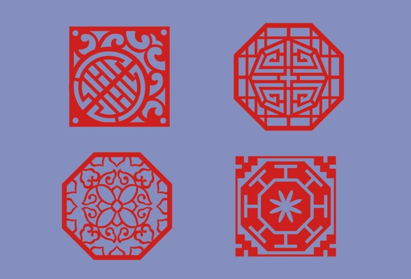 花纹中式窗子格子图片