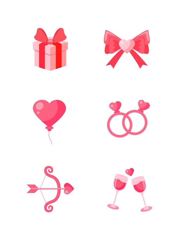 粉色系情人节礼物可爱装束素材设计