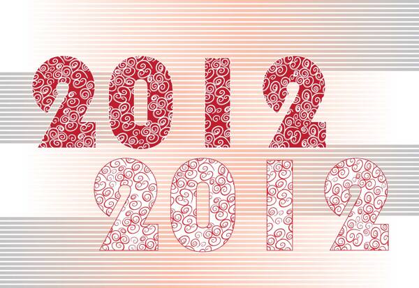 2012翔云背纹新年字矢量图