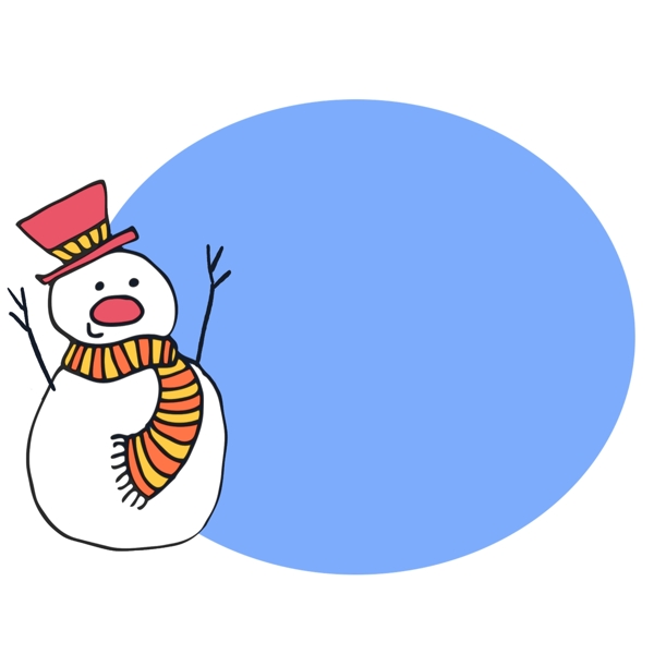 雪人边框手绘插画