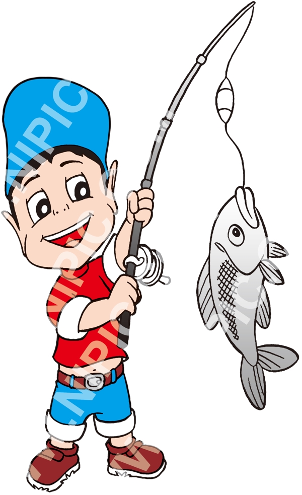 钓鱼的小男孩图片