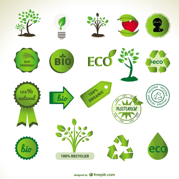绿色环保徽章和树设计