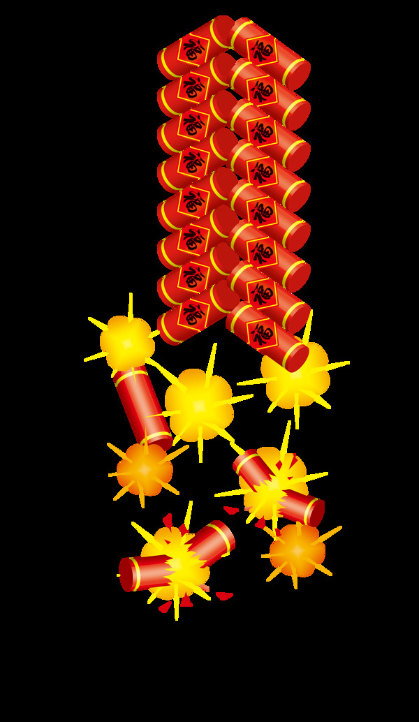 手绘春节鞭炮元素