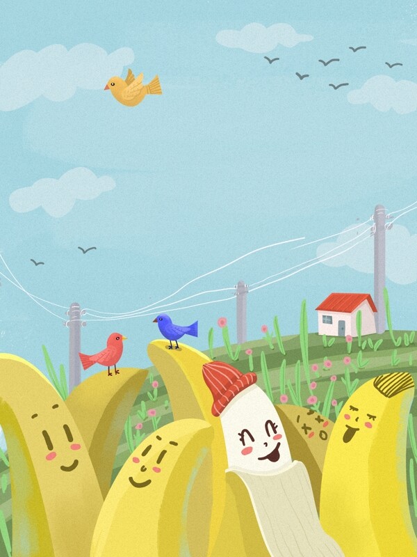 创意表情香蕉背景设计
