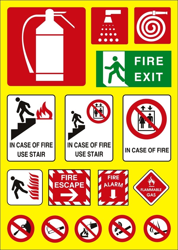 各种消防标志矢量素材