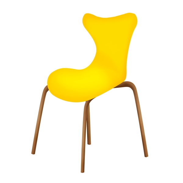 黄色凳子椅子靠背椅学习家具北欧风格软装